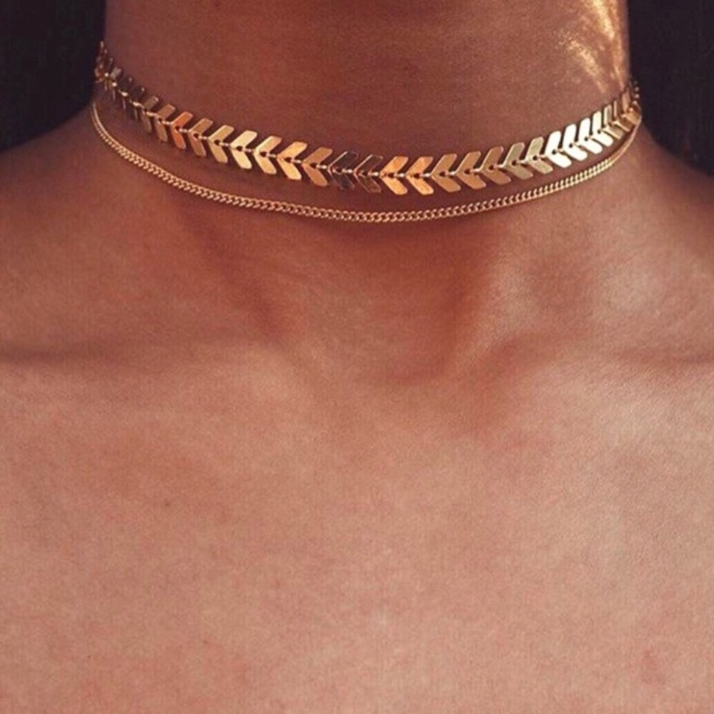5 for $20!!!DOUBLE LAYER CHEVRON & CHAIN CHOKER